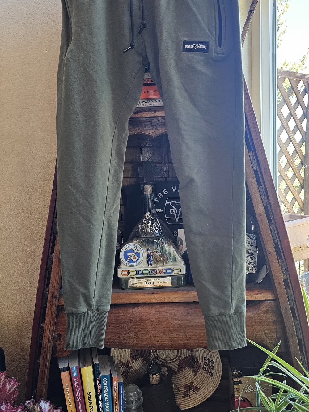 flag nor fail Olive Green Track Joggers